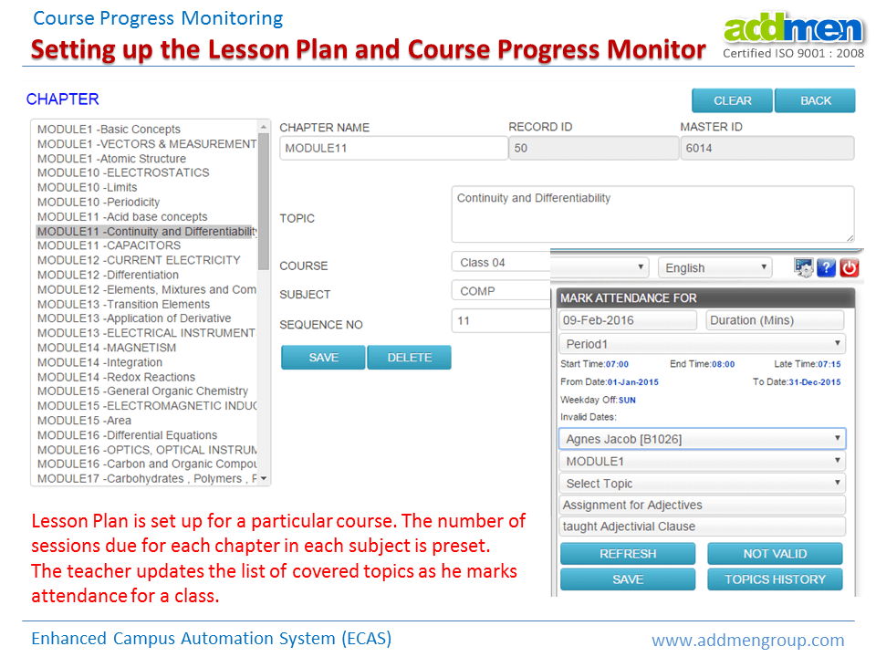 Screenshot of Course Progress Monitoring