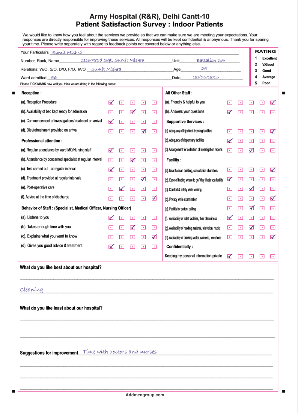 Typical Survey Form