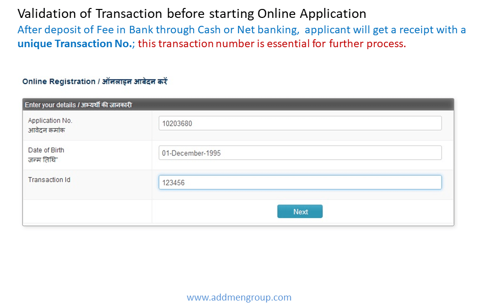 Online Application with Post Application Payment Through Bank Challan