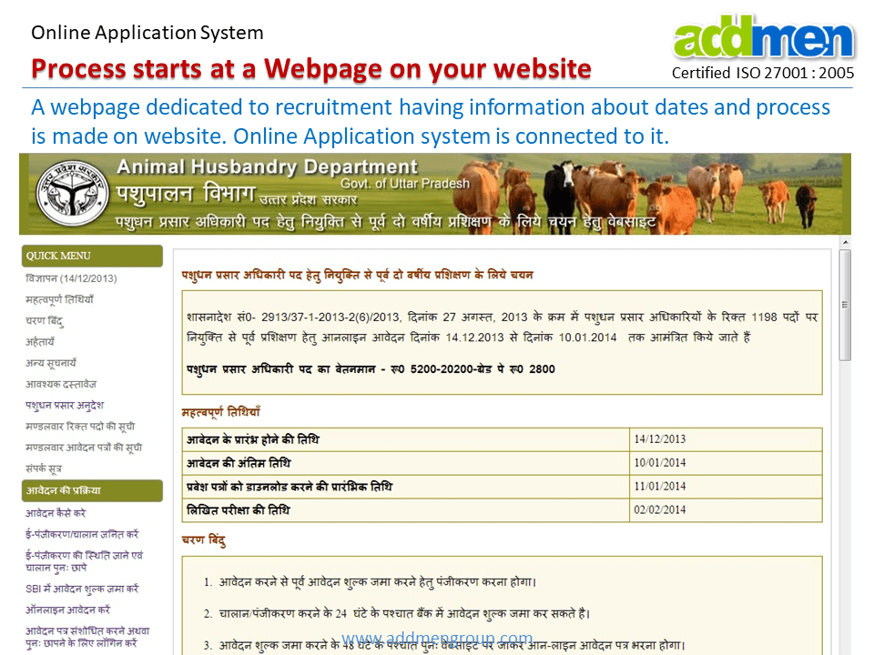 Online Application with Post Application Payment Through Bank Challan