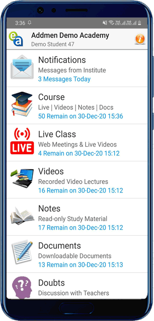 Screenshot of the main interface1 of the Addmen Android APP