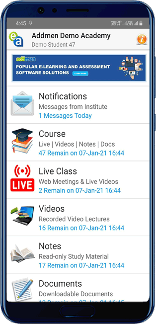 Screenshot of the main interface with Advertisement of the Addmen Android APP