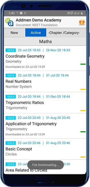 Screenshot of Downloadable Document in Addmen Android APP
