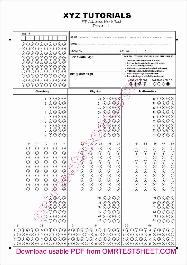 OMR Design with MCQ Block