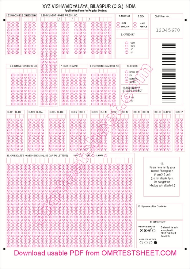 OMR Answer Sheet with Barcode and OCR
