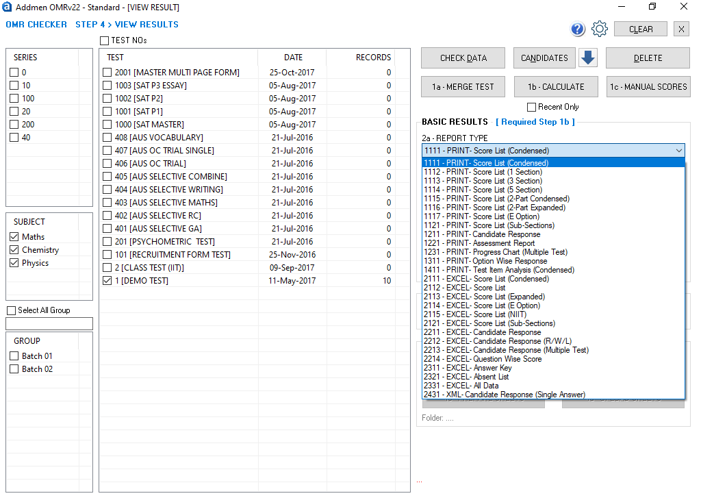 MCQ Test Scoring with Advanced Features