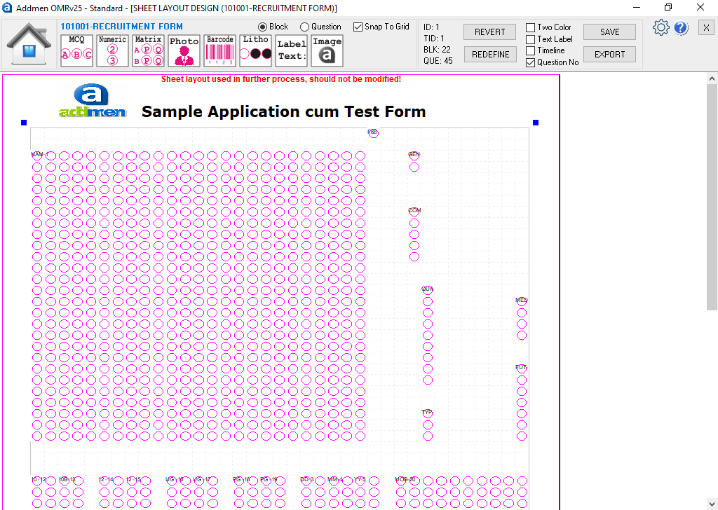 Glimpse of OMR Sheet Designer Interface Glimpse of OMR Sheet Designer Interface