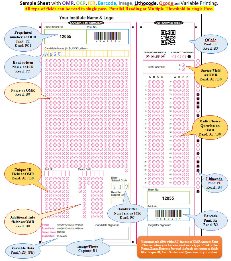 Scanning of OMR Sheets with Barcode