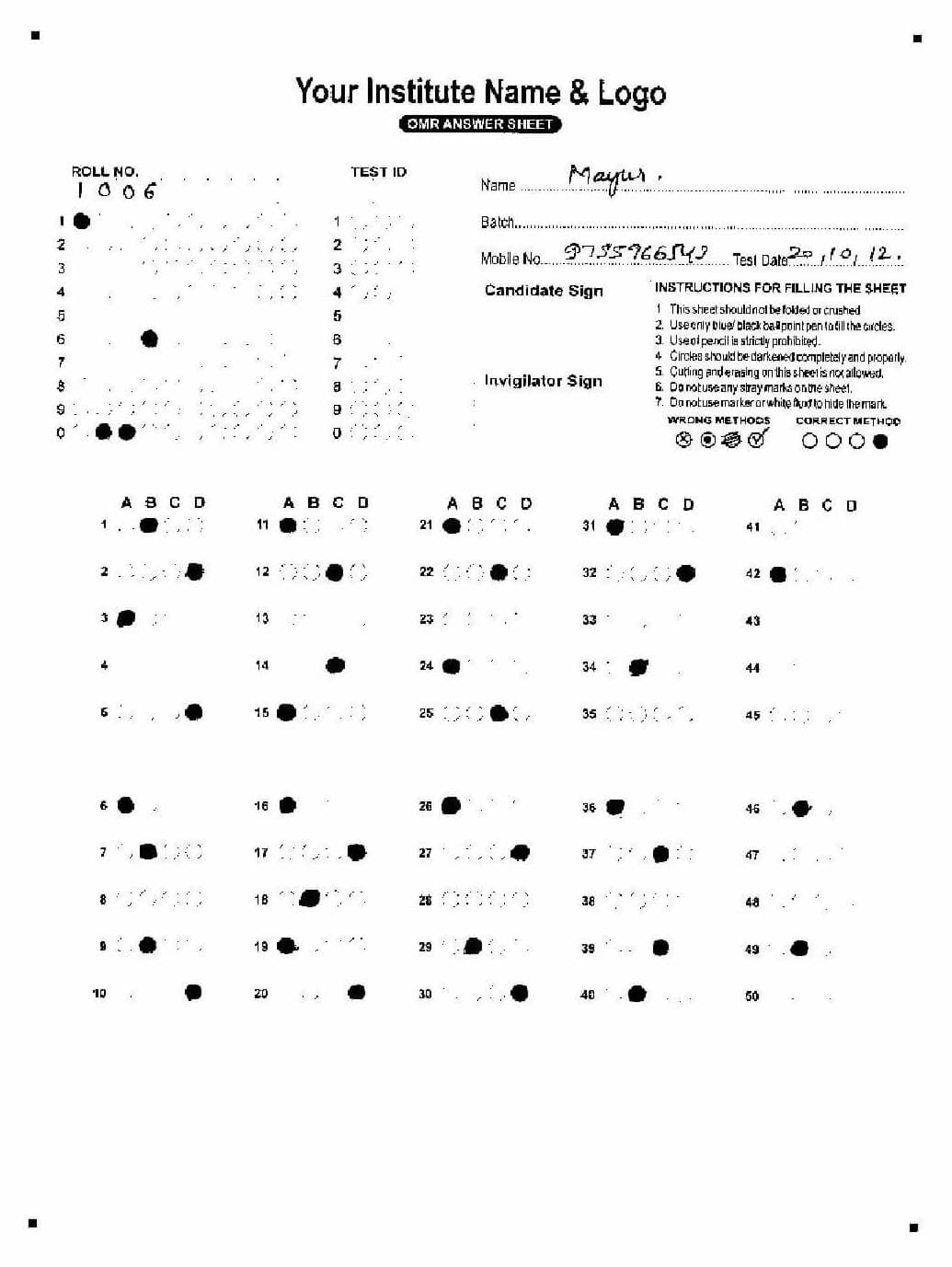 OMR Sheet Scanning Precautions