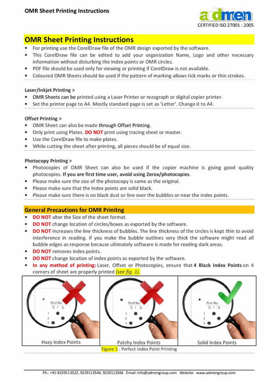 Guidelines for OMR Printing