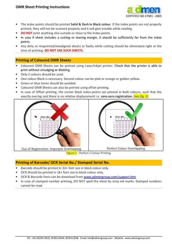 Guidelines for OMR Printing