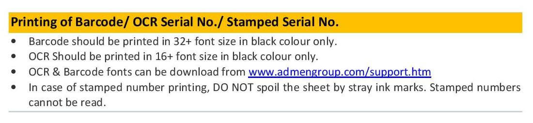 Printing of Barcode and Serial No. on OMR Sheet