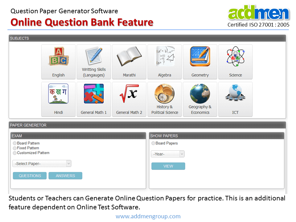 Online Question Bank Feature